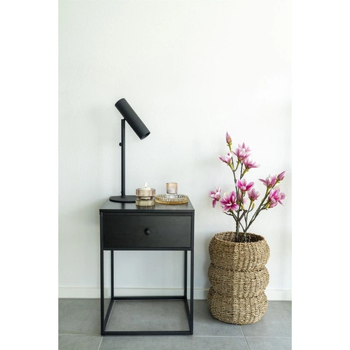 Noční stolek Intesi Vita černý 40 cm se zásuvkou, loftový styl, moderní design