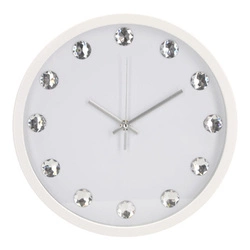 Nástěnné hodiny Intesi Diamanti bílé 30 cm moderní do obýváku skleněné s kamínky