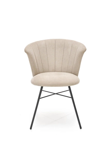 Čalouněná jídelní židle Giselle béžová moderní s černými nohami Intesi