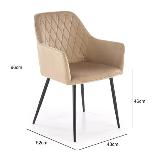 Čalouněná jídelní židle Basper Velvet béžová s područkami sametová