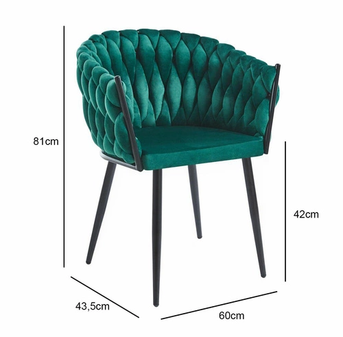 Jídelní židle Malaya Intesi zelený samet s područkami glamour