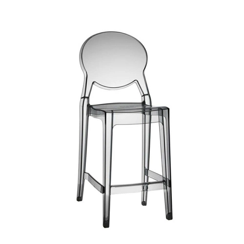 Barová židle Igloo 65 cm kouřově transparentní s opěrkou moderní do kuchyně a jídelny SCAB Design