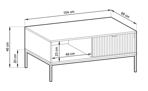 Stůl kávový Delicious s drážkami šedý