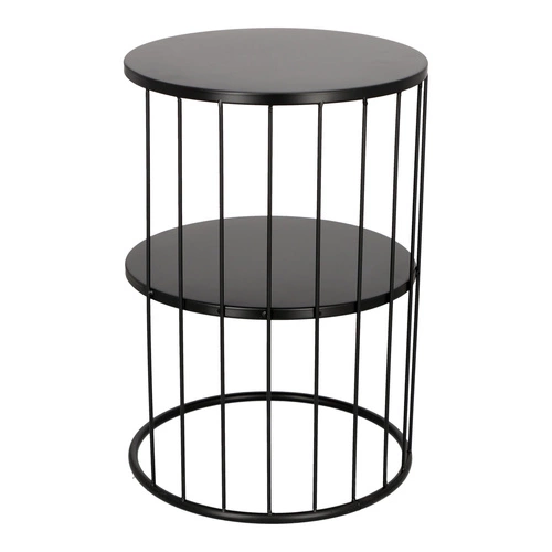 Kulatý černý kovový konferenční stolek Kobu s policemi moderní do obýváku Atmosphera