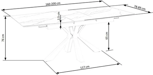 Rozkládací jídelní stůl Venores bílý mramor moderní glamour 160–200 cm Intesi
