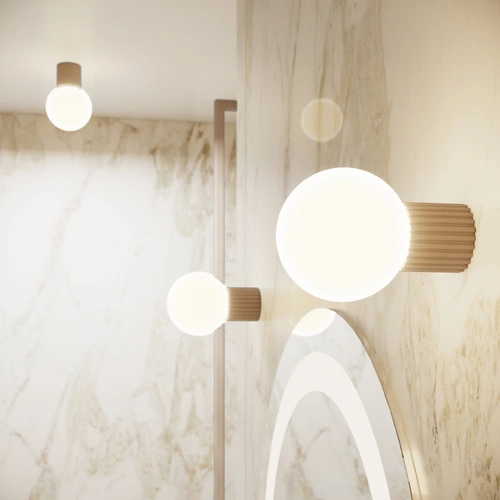 Stropní svítidlo HALO taupe kulaté béžové IP44 moderní do koupelny a obýváku SOLLUX