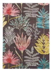 Moderní vlněný koberec do obýváku Yasuni Cerise 140x200 cm květinový ručně tkaný