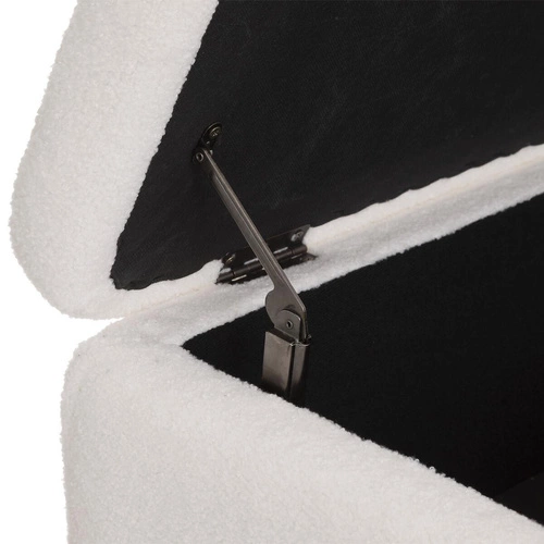 Čalouněná lavice s úložným prostorem Aurora bílá teddy do předsíně na černých nohách Atmosphera