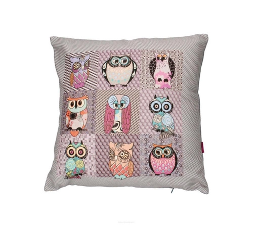 Velurový dekorační polštář Hiboux antialergenní do obýváku a ložnice multicolor 40x40