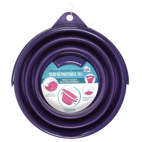 Intesi skládací silikonový kbelík 10L fialový lehký s držadlem úsporný na místo na zahradu