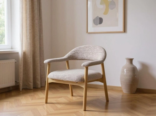 Křeslo Addi béžové boucle dub skandinávský do obýváku a ložnice Actona