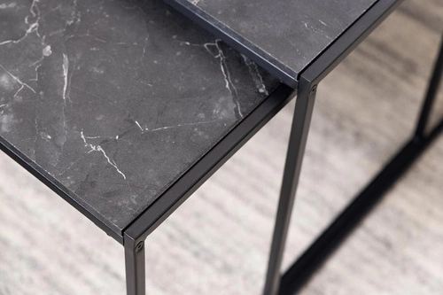 Sada konferenčních stolků Infinity černý mramor obdélníkový moderní loft do obýváku Actona