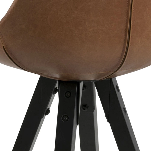 Barová židle Dima Brandy s opěrkou do kuchyně a k ostrůvku, čalouněná ekokůží na dřevěných nohou