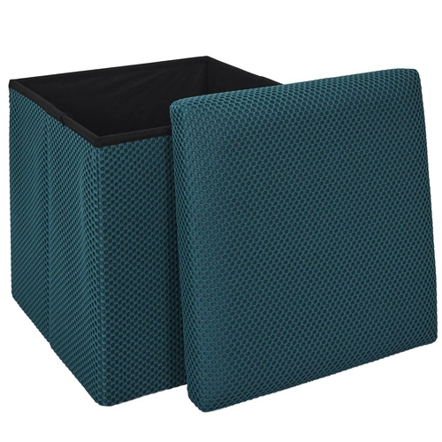 Skládací taburet s úložným prostorem Vels Atom tyrkysový čtvercový do předsíně a studentského pokoje