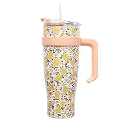 Žlutý termohrnek Miami Floral