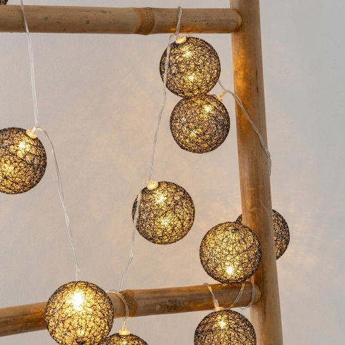 LED světelný řetěz cotton balls Atmosphera černé s třpytkami na baterie do obýváku a ložnice