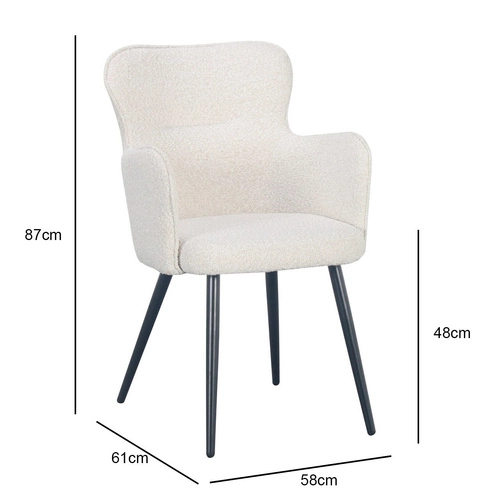 Jídelní židle Cherson Intesi čalouněná látkou teddy bear bílá s područkami moderní
