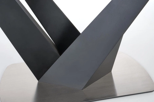 Rozkládací jídelní stůl Veneza moderní skleněný tmavě šedý na černé podnoži 160-200 cm