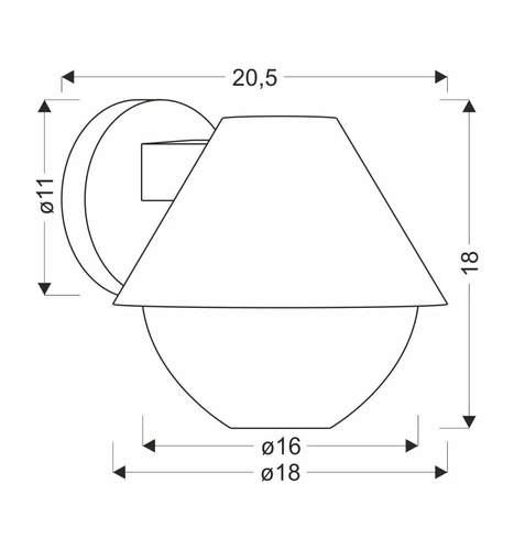Venkovní nástěnné svítidlo Hendera zahradní lampa 20,5x17,5 černá 1x40W E27 kuželové stínidlo IP44