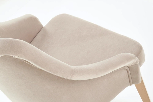 Čalouněná sametová židle Alain Intesi do jídelny a obýváku béžová s područkami