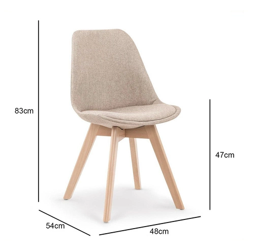 Jídelní židle Dimi béžová čalouněná skandinávská s dřevěnými nohami Intesi