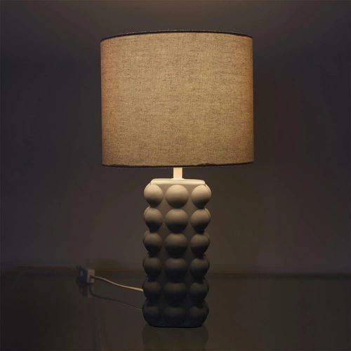 Noční lampička do ložnice Ramil keramická béžová moderní s textilním stínidlem Intesi 40 cm