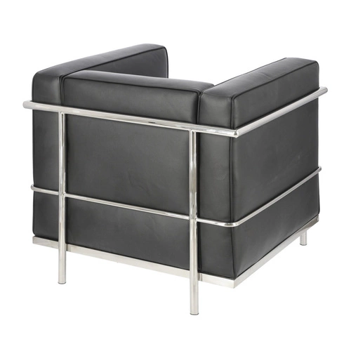 Relaxační křeslo Kubik černá pravá kůže moderní do obýváku inspirované LC2