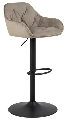 Barová židle Brooke VIC béžová sametová s opěrkou a područky otočná výškově nastavitelná do kuchyně