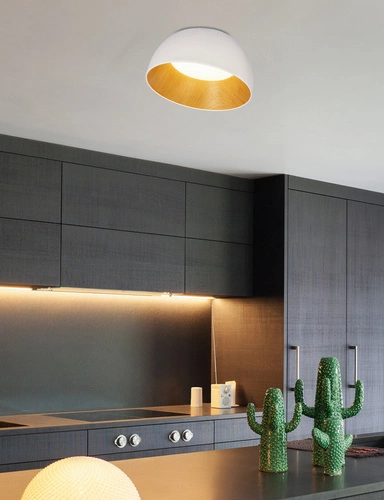 LED stropní svítidlo Trento bílodřevěné kulaté 35 cm moderní do obýváku a ložnice