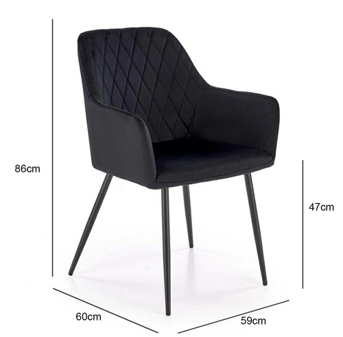 Čalouněná jídelní židle Basper Velvet černá s područkami moderní Intesi