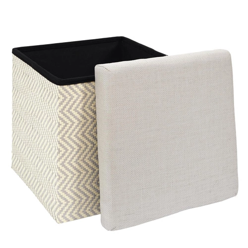 Skládací taburet Intesi Vels Boho s úložným prostorem šedo-béžový do obýváku a předsíně