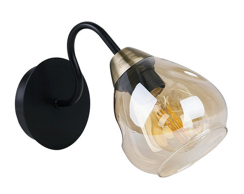 Nástěnná lampa Unica černá+zlatá 1x40W E27 kouřové stínítko