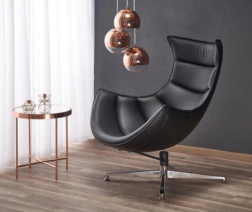 Kožené otočné křeslo Falvio černé moderní do obývacího pokoje Intesi