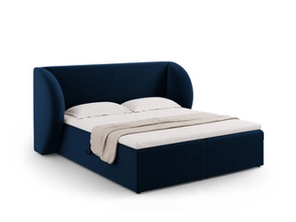 Čalouněná postel Miley modrý samet 180x200 s úložným prostorem do ložnice glamour