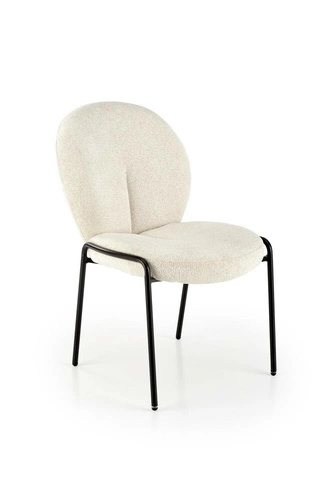 Čalouněná jídelní židle Salome krémová moderní skandinávský styl s černými nohami Intesi