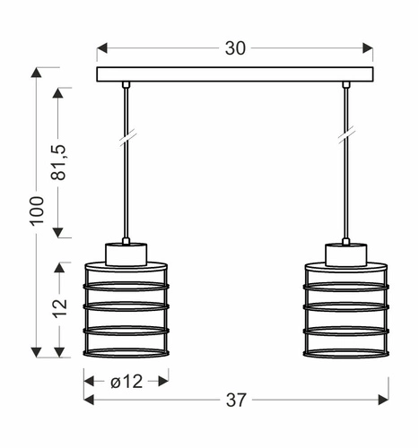 Závěsná lampa Glob černá+zlatá 2x40W E27 stínidlo černé