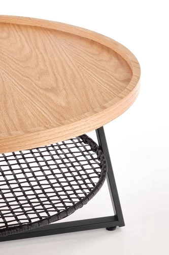 Kulatý konferenční stolek Florence 80 cm skandinávský dub s policí do obýváku Intesi