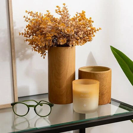 Hnědá keramická váza boho 20 cm dekorativní do obývacího pokoje