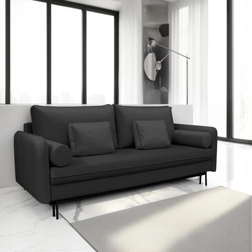 Rozkládací pohovka Diana s úložným prostorem a funkcí spaní, trojmístná, antracitová, do obýváku