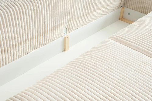 Rozkládací pohovka Loppie manšestrová s funkcí spaní do obýváku béžová moderní