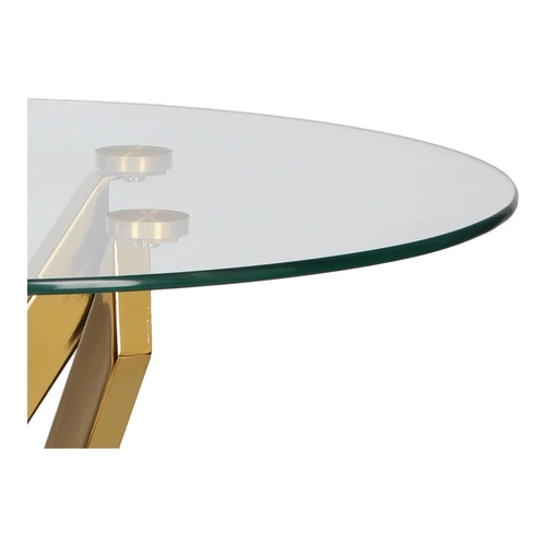 Konferenční stolek Amber kulatý skleněný 60 cm čirý zlatý glamour do obýváku Intesi