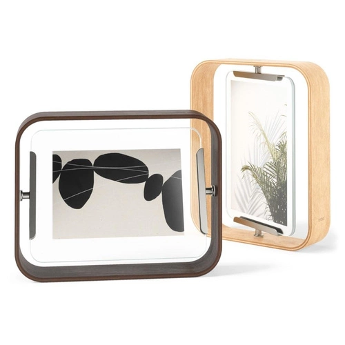 Stojací dřevěný otočný fotorámeček 13x18 Umbra Bellwood ořech skandinávský