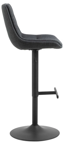 Barová židle Adisa tmavě šedá s opěrkou, otočná, výškově nastavitelná, loftová do kuchyně a k ostrůvku Actona