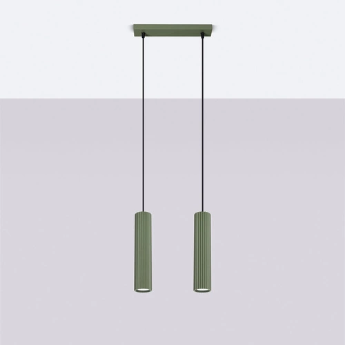 Závěsné svítidlo KARBON 2 zelená olivová do obýváku a kuchyně, výškově nastavitelné, moderní