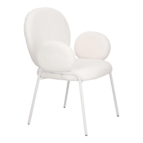 Čalouněná židle Bianco do jídelny a obýváku boho bílá s područkami boucle Intesi