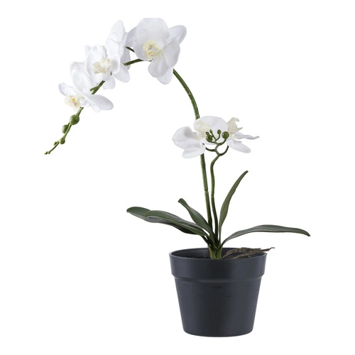 Umělá bílá orchidej Intesi moderní 47 cm dekorativní květiny do obýváku a ložnice
