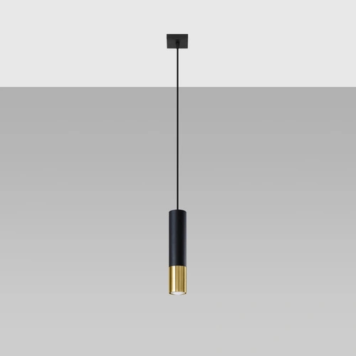 Závěsné svítidlo Loopez černé zlaté moderní válec do obýváku kuchyně jídelny nad ostrůvek