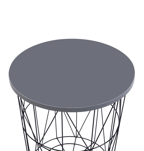 Konferenční stolek Salvatore kulatý šedý moderní loftový s černou ocelí do obýváku 42 cm