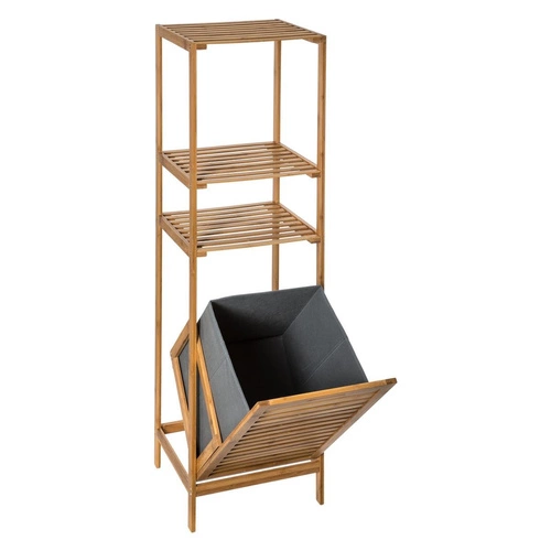 5five simply smart Bambusový koupelnový regál s košem na prádlo boho skandinávský 118 cm