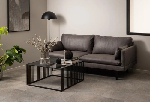 Konferenční stolek Strington 80x80 černý skleněný loftový do obýváku